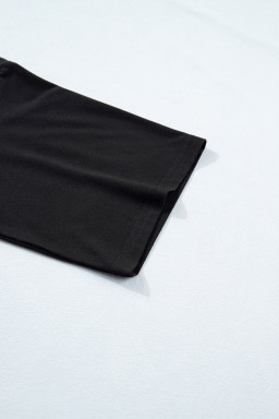 Black Solid Color Oversize Tee Tie Wrap Mini Skort 2pcs Set