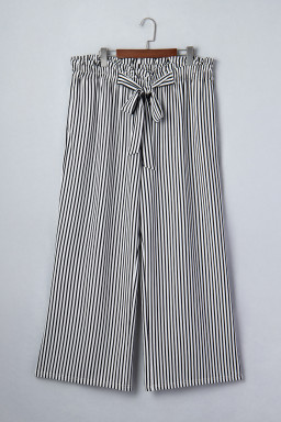 Black Stripe Plus Size Loose Straight Casual Pants