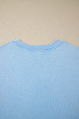 Beau Blue Mineral Wash V Neck Tee Matching Skort Set