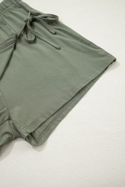 Laurel Green Solid Color Oversize Tee Tie Wrap Mini Skort 2pcs Set