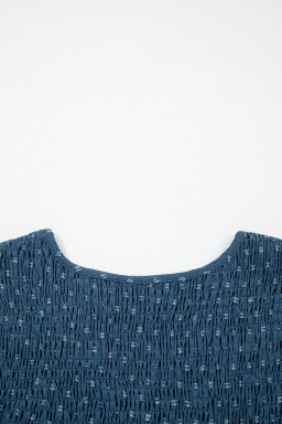 Dusk Blue Plus Size V Neck Swiss Dot Lace Patchwork Detail Flared Midi Dress