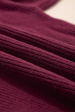 Burgundy Lace Bowknot Asymmetric Neck Sweater