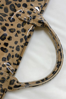 Brown Leopard PU Leather Water Proof Tote Bag