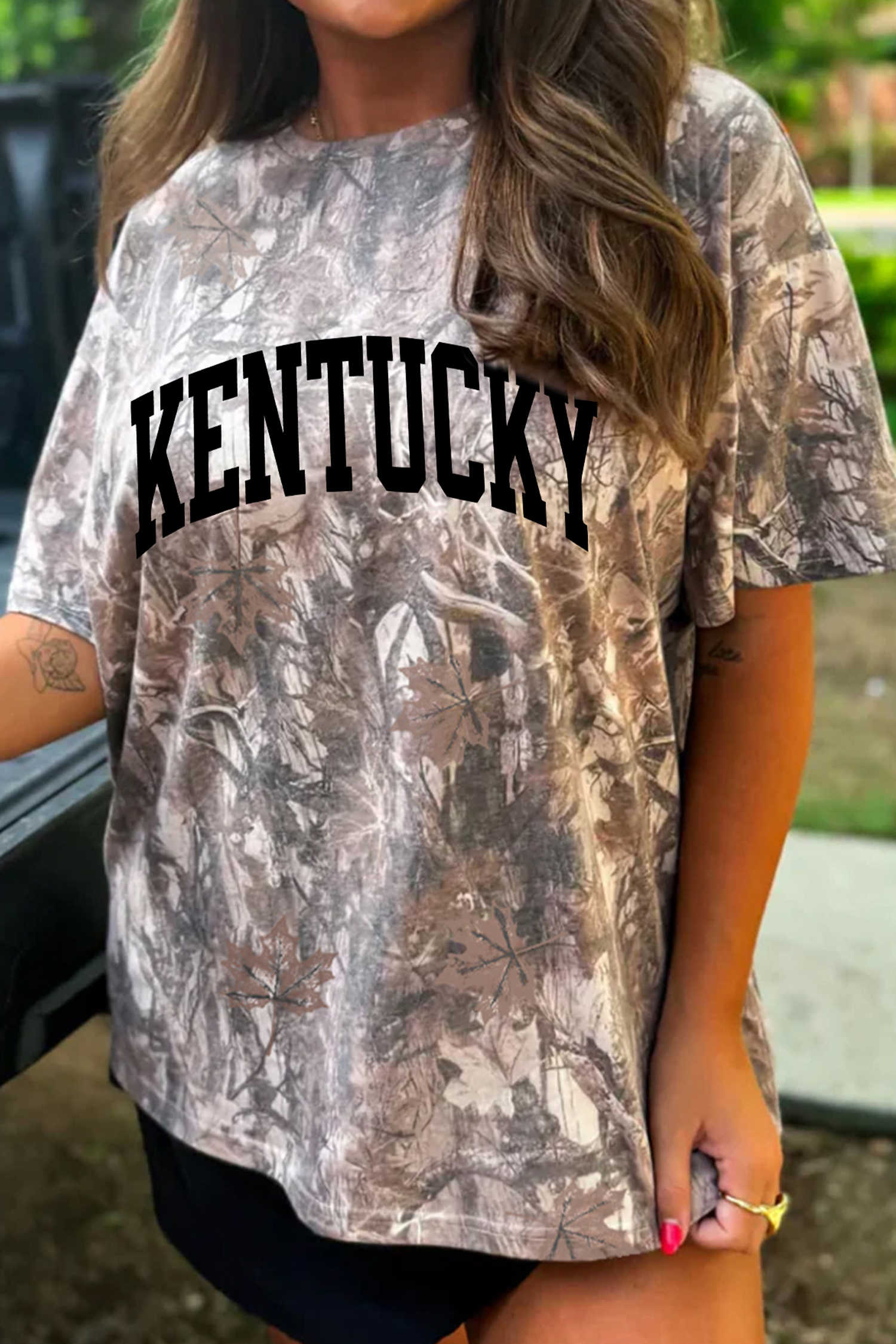 Khaki Woodland Camouflage KENTUCKY Oversize T Shirt