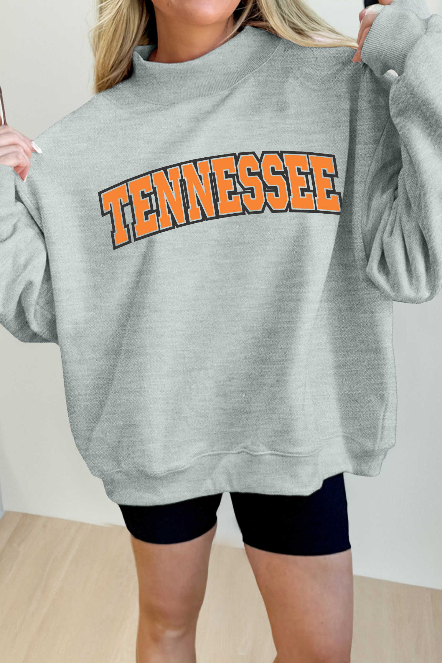 Gray TENNESSEE Mock Neck Pullover Sweatshirt