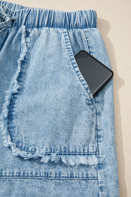 Myosotis Frayed Edge Casual Denim Shorts