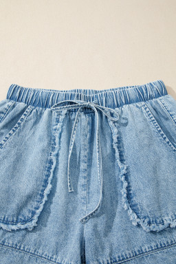 Myosotis Frayed Edge Casual Denim Shorts