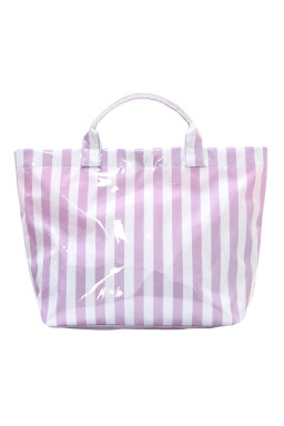 Wisteria Glossy Striped Vinyl Large Tote Bag