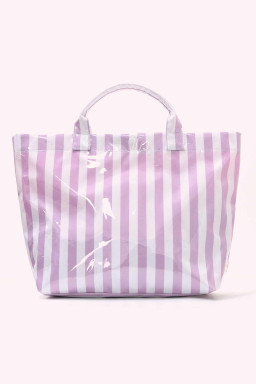 Wisteria Glossy Striped Vinyl Large Tote Bag