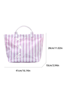 Wisteria Glossy Striped Vinyl Large Tote Bag