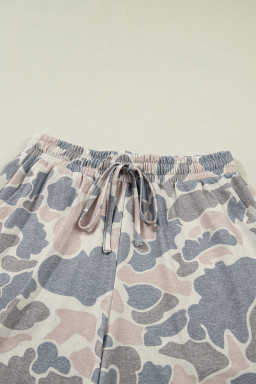 Multicolour Camouflage Loose Tee Drawstring Shorts 2pcs Outfit