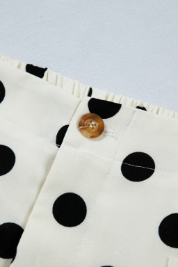 White Plus Size Polka Dot Print Patch Pocket Womens Shift Pants