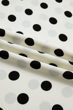 White Plus Size Polka Dot Print Patch Pocket Womens Shift Pants