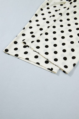 White Plus Size Polka Dot Print Patch Pocket Womens Shift Pants