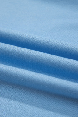 Beau Blue Solid Color V Neck Tee Drawstring Pant Set