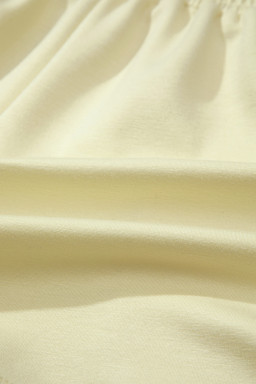Yellow Cream Solid Color Exposed Seam Mock Neck Oversize Tee Casual Shorts 2pcs Outfit
