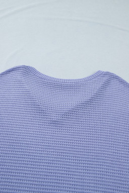 Wisteria V Neck Short Sleeve Plus Size Waffle Knit Top