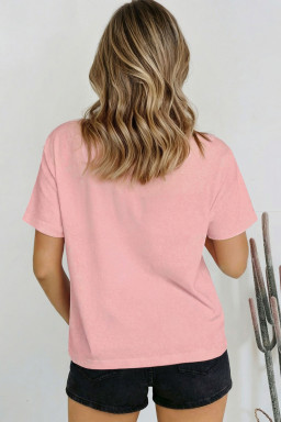 Pink Solid Color High Neck Oversize Tee