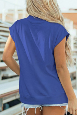 Sky Blue game day Basketball Motif Printed High Neck Tee