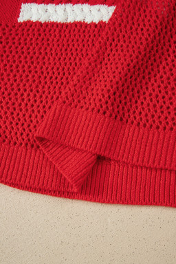 Fiery Red Flag Graphic Short Sleeve Sweater Top