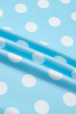 Sky Blue Polka Dot Contrast Edge Casual Short Set