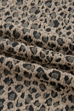 Khaki Leopard Textured Sleeveless Mini Dress with Pockets