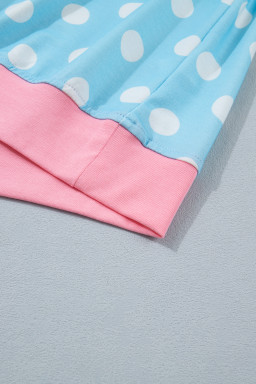 Sky Blue Polka Dot Contrast Edge Casual Short Set
