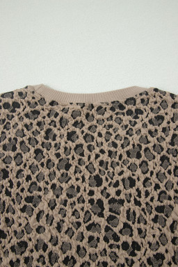 Khaki Leopard Textured Sleeveless Mini Dress with Pockets