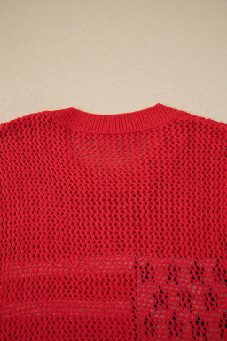 Fiery Red Flag Graphic Short Sleeve Sweater Top