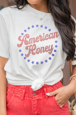 White American Honey Rhinestone Graphic Tee