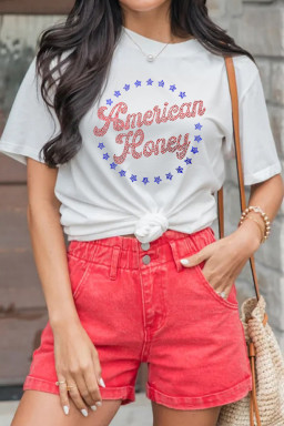 White American Honey Rhinestone Graphic Tee