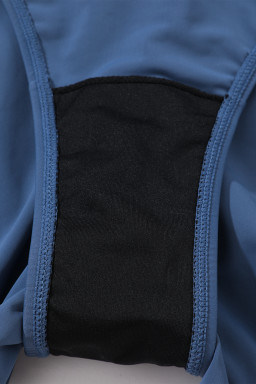 Blue Solid Color 2-in-1 Drawstring Elastic Waist Swim Shorts