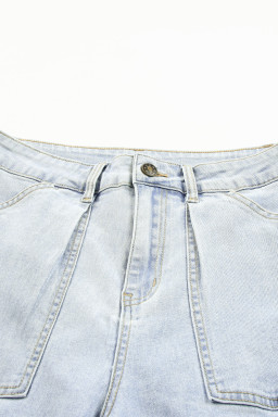 Sky Blue Multi Pocketed Y2K Street Fashion Shift Jeans