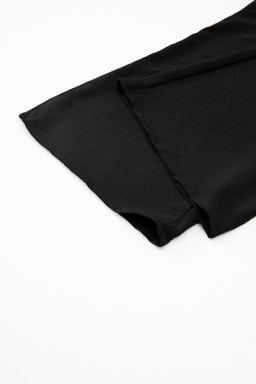 Black Solid Spaghetti Strap Wide Leg Drawstring High Waist Jumpsuit