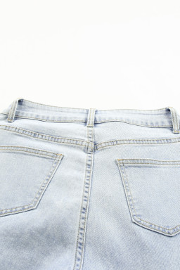 Sky Blue Multi Pocketed Y2K Street Fashion Shift Jeans