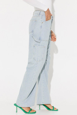 Sky Blue Multi Pocketed Y2K Street Fashion Shift Jeans
