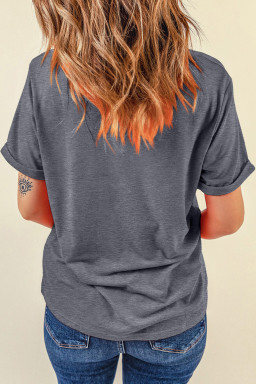 Gray Sequin Bow Soccer Ball Game Day T Shirt