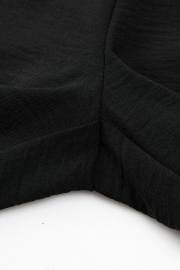 Black Solid Spaghetti Strap Wide Leg Drawstring High Waist Jumpsuit