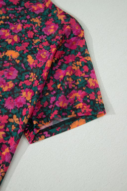 Rose Plus Size Floral Mesh Short Sleeve Top