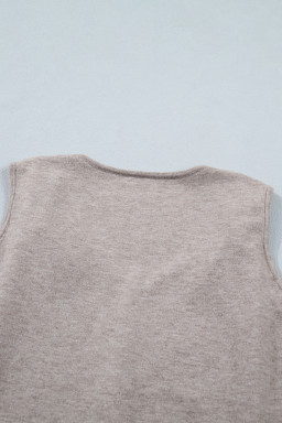 Gray Morn Metal Star Detail V Neck Sweater Knit Tank Top