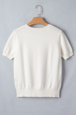 White Wild West Horse Head Printed Short Sleeve Sweater