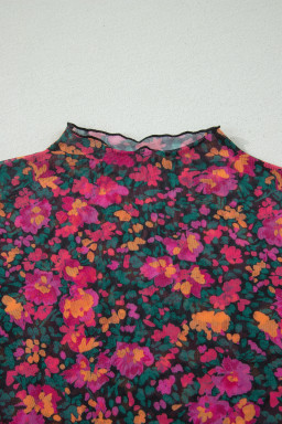 Rose Plus Size Floral Mesh Short Sleeve Top