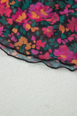 Rose Plus Size Floral Mesh Short Sleeve Top