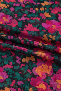 Rose Plus Size Floral Mesh Short Sleeve Top