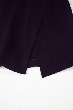 Black Solid Color Wrapped Side Slit Skort