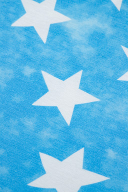 Sky Blue Vintage Star Print Striped Ruffle Sleeve Independence Day Top