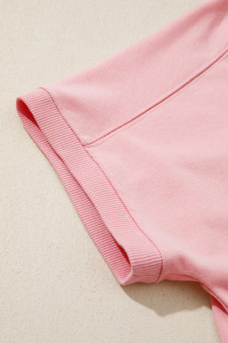 White Two-tone Color Block Patchwork Tee Drawstring Loose Pant Set