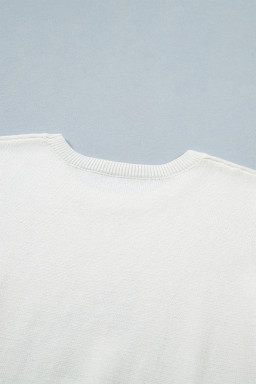 White Wild West Horse Head Printed Short Sleeve Sweater