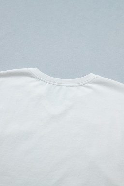 White Patriot Star Patched Notched Neck Mineral Washed Tee