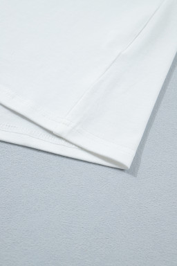 White Color Block Chest Pocket Patched Casual Short Sleeve Top